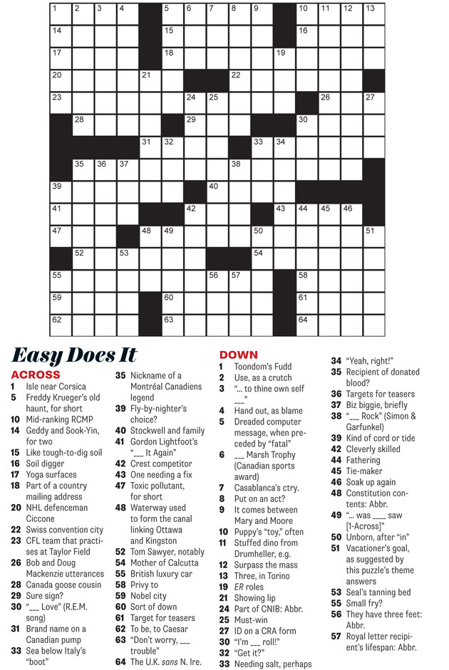 September 2014 Crossword Easy Does It Everything Zoomer Boomers