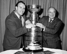 81-year-old Scotty Bowman has now won 14 Stanley Cups as a coach and executive. Here his is celebrating his first with the Montreal Canadiens, in 1973