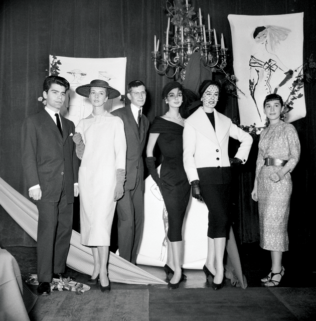 The designer at age 21, with Yves Saint Laurent, then 18, at a fashion competition in 1954 where they both won awards