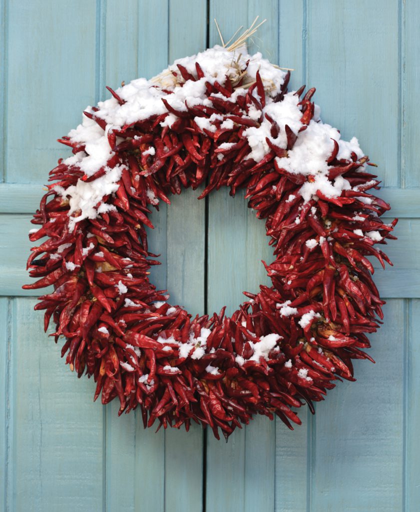 Red Chili Wreath With Snow