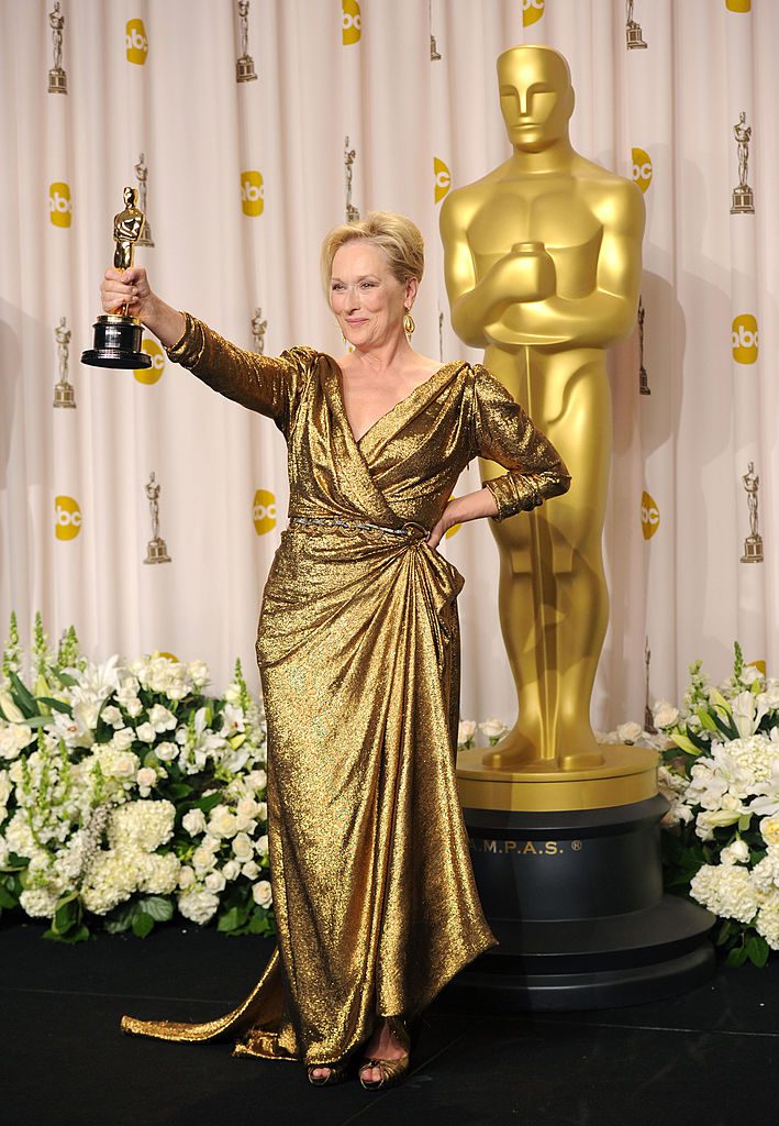 HOLLYWOOD, CA - FEBRUARY 26: Actress Meryl Streep, winner of the Best Actress Award for 'The Iron Lady,' poses in the press room at the 84th Annual Academy Awards held at the Hollywood & Highland Center on February 26, 2012 in Hollywood, California. (Photo by Jason Merritt/Getty Images)