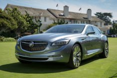The Buick Avenir Concept flagship sedan makes its appearance on the Concept Lawn at the Pebble Beach Concours d'Elegance Saturday, August 15, 2015 in Pebble Beach, California. (Photo by Dan MacMedan for Buick)
