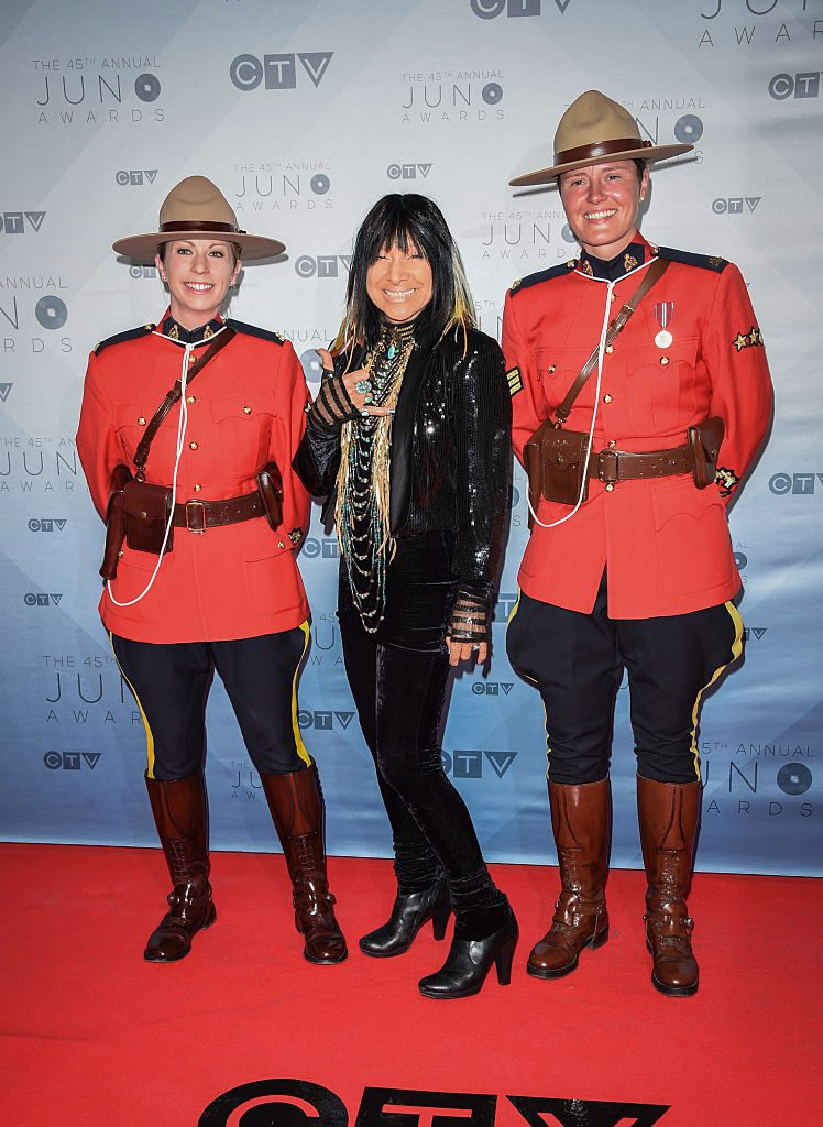 CALGARY, ALBERTA - APRIL 03: Buffy St Marie arrives at the 2016 Juno Awards at Scotiabank Saddledome on April 3, 2016 in Calgary, Canada. (Photo by George Pimentel/Getty Images)
