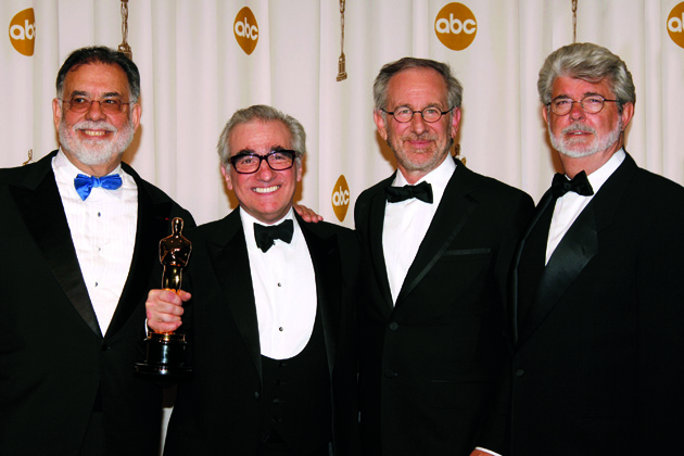 Martin Scorsese (2nd from left), winner Best Director for ?The Departed? with presenters Francis Ford Coppola, Steven Spielberg and George Lucas during the The 79th Annual Academy Awards - Press Room at the Kodak Theatre in Los Angeles, California. (Photo