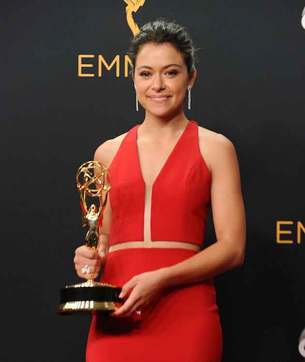LOS ANGELES, CA - SEPTEMBER 18: Actress Tatiana Maslany poses in the press room at the 68th annual Primetime Emmy Awards at Microsoft Theater on September 18, 2016 in Los Angeles, California. (Photo by Jason LaVeris/FilmMagic)