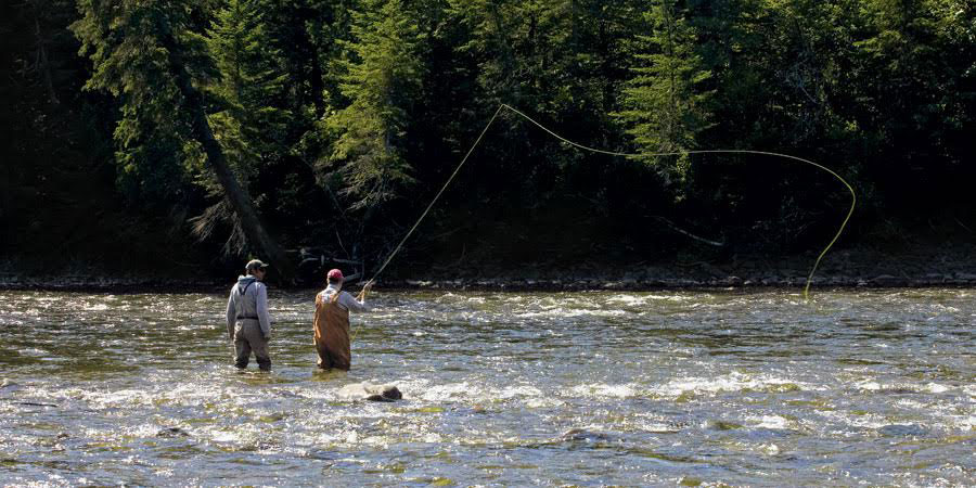 Haogy Carmichael Jr. casts a fly in Quebec's Grand Cascapedia River in the summer of 2008. 