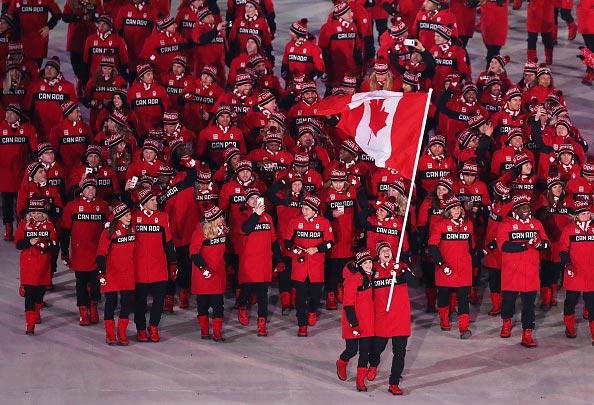 Canadian athletes in the opening ceremony of the yeongChang 2018 Winter Olympic Games
