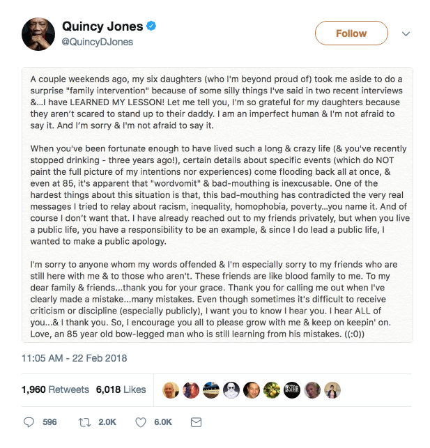 Quincy Jones Apology