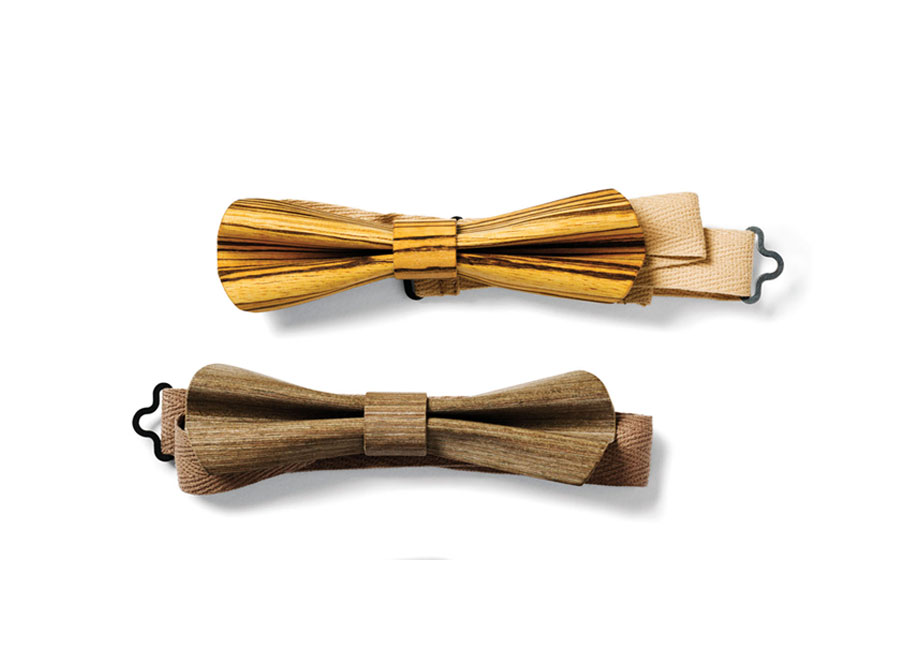 Slim, cloth bowties in dark taupe and natural 