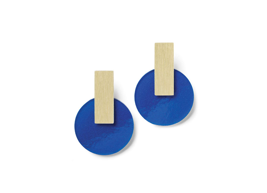 Cobalt blue and natural geometric earrings