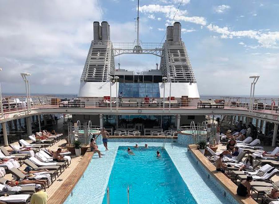 Pool deck on cruise ship