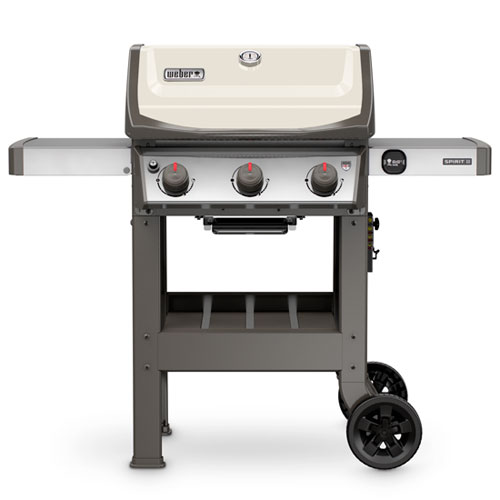 Weber Spirit II gas grill with ivory lid