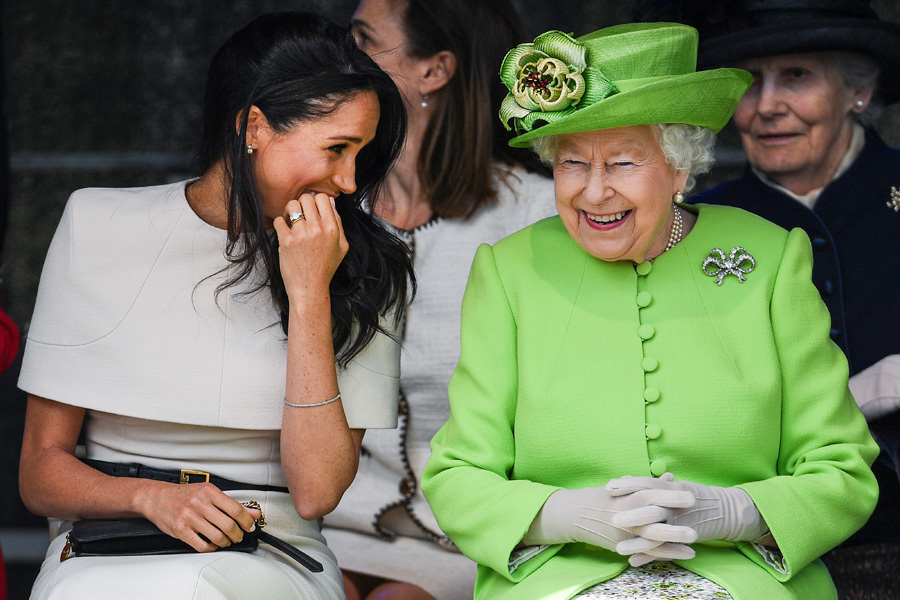 Meghan Markle and Queen Elizabeth laughing