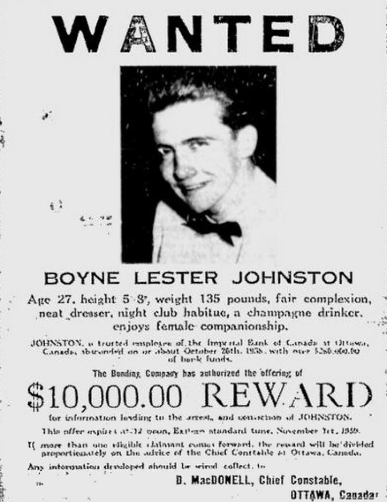 Boyne Johnston's wanted poster. 