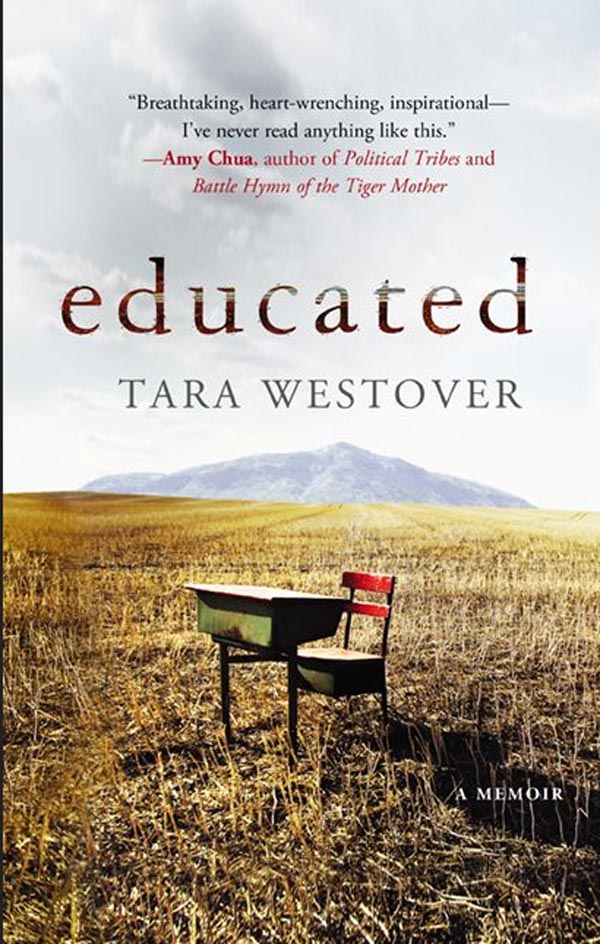 Book cover of Educated by Tara Westover.