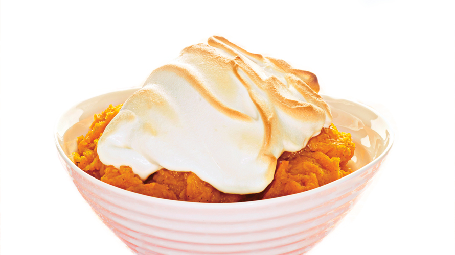 Sweet Squash with meringue topping in a bowl. 