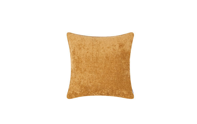 Square toss pillow in mustard yellow