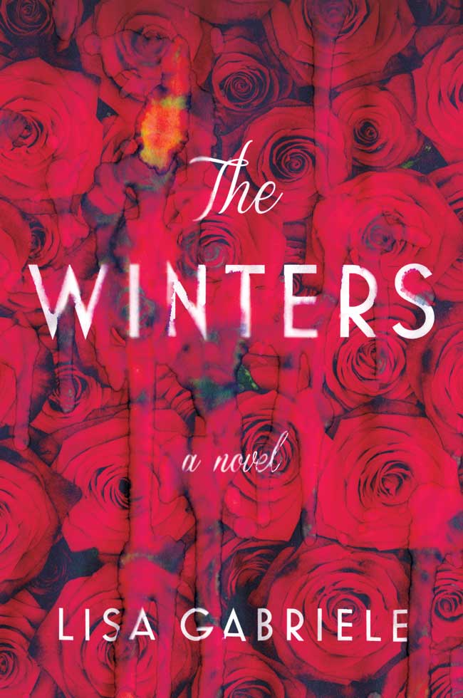 The book cover for The Winters featuring a background of red roses behind the title and author. 