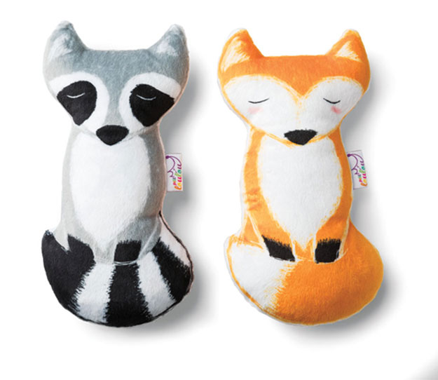 A fox and racoon plush