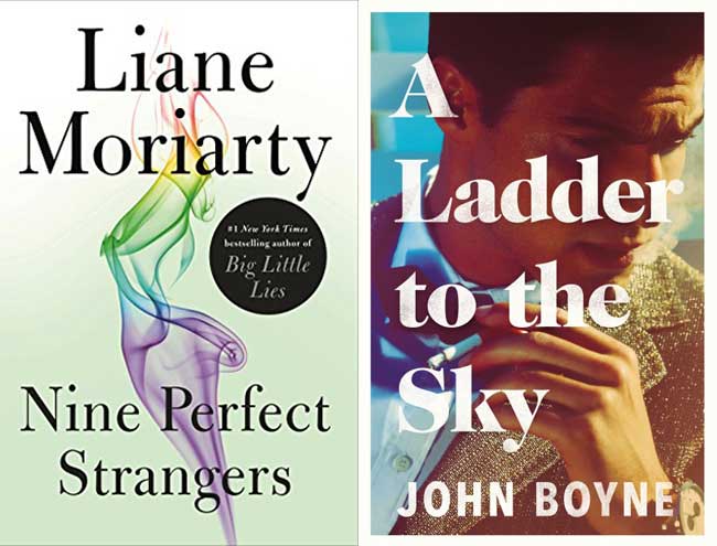 Book covers for Nine Perfect Strangers and A Ladder To The Sky. 