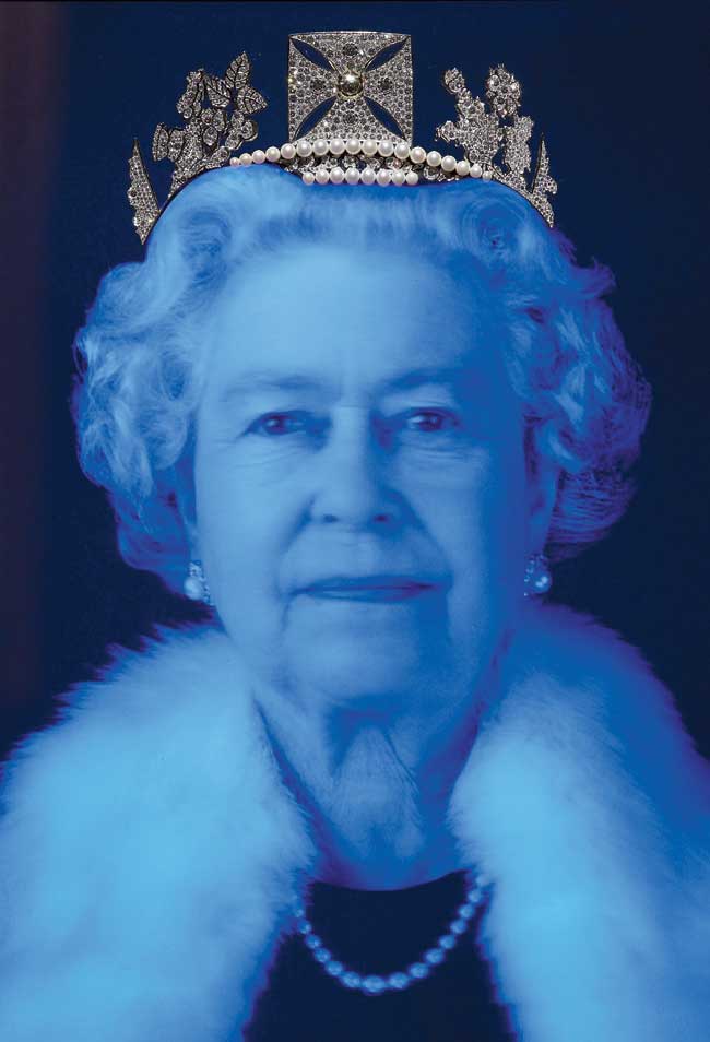 Queen Elizabeth II wears a recreation of her coronation diadem featuring 1,000 diamonds to celebrate her 2012 Diamond Jubilee in a portrait by Chris Levine. 