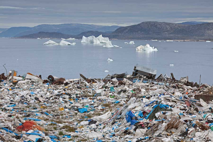 Rubbish at a garbage dump in Greenland. About 8 million metric tons of plastic are tossed into our oceans each year.