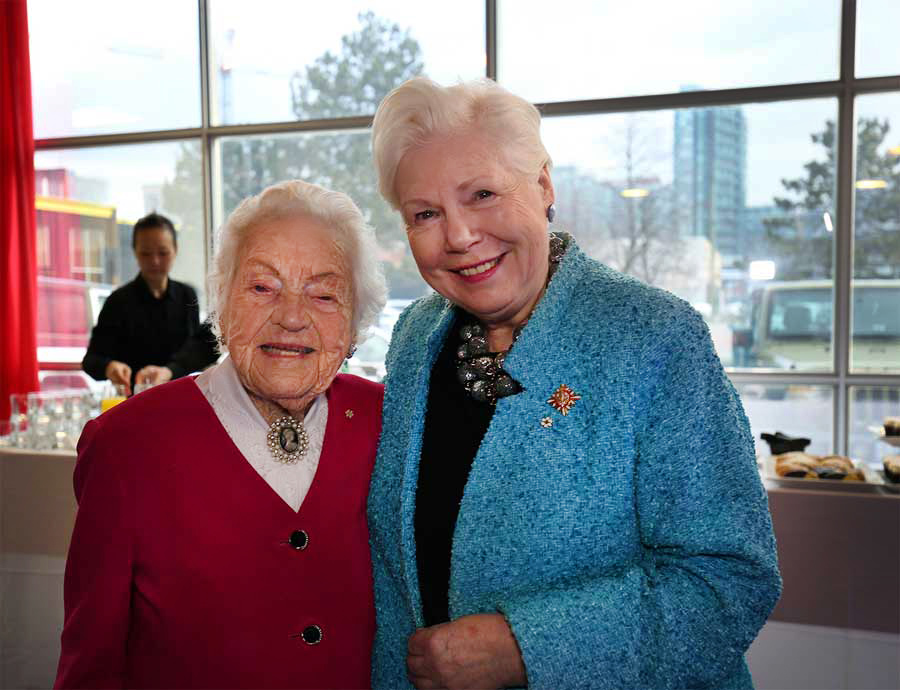 Hazel McCallion and The Hon. Elizabeth Dowdeswell pose for a photo at the Zoomer Magazine cover reveal in Toronto. 