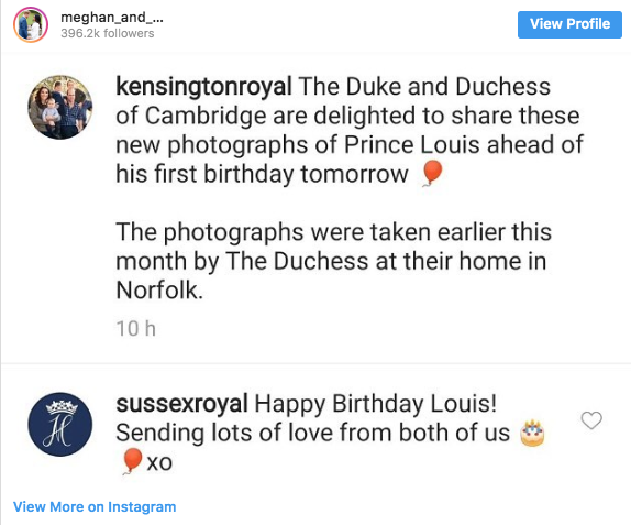 Happy Birthday message to Prince Louise from Prince Harry and Meghan Markle