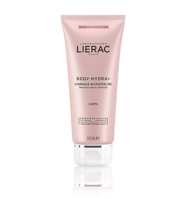 A picture of a bottle of aboratoires Lierac Paris Body-Hydra + Micropeeling Scrub
