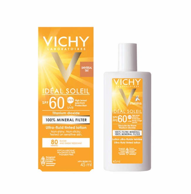 A picture of the Vichy Idéal Soleil Ultra Fluid Tinted Lotion SPF 60.