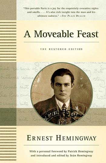 The cover of the memoir A Moveable Feast (1964) by Ernest Hemingway.