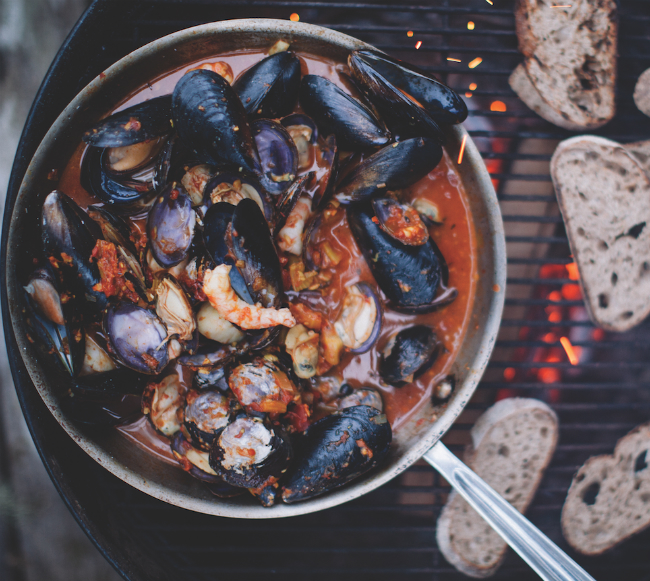 A photo of Sobo's Left Coast Seafood Stew.