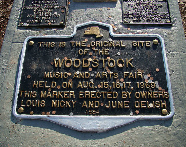 A plaque marking the site of the 1969 Woodstock Music Festival.