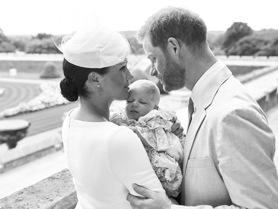 Prince Harry and Meghan Markle at the christening of their son, Archie