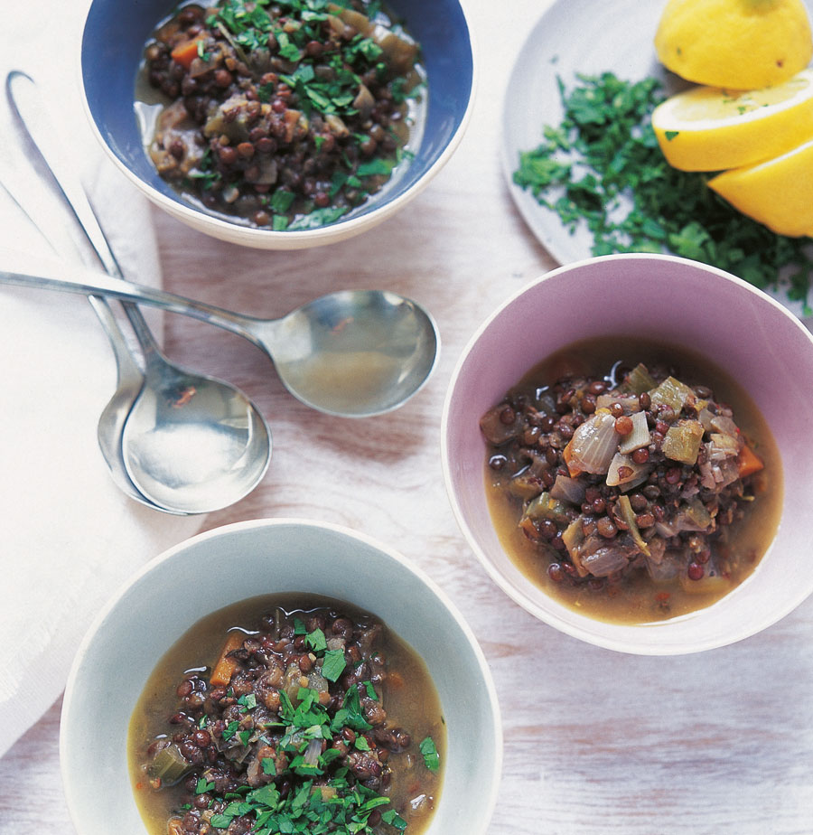 Hearty Lentil & Herb Soup from Eat right for Your Body Type by Anjum Anand