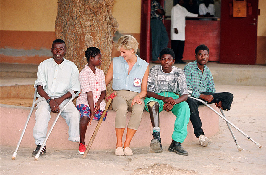 Diana, Princess of Wales with landmine victims