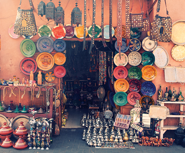 An Art and craft shop in Marrakesh, Morocco.