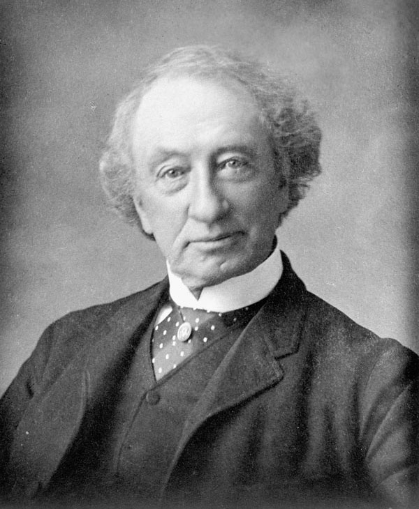 A black and white photo of John A. Macdonald, Canada's first Prime Minister. 