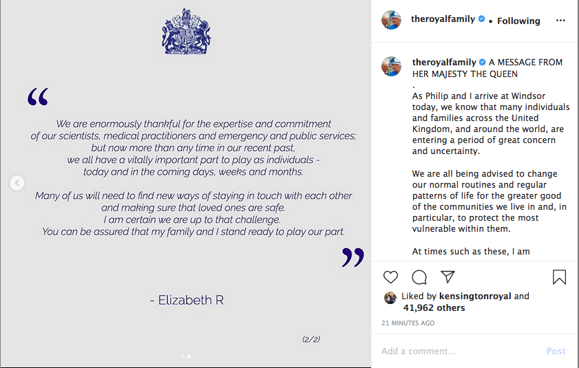 Queen Elizabeth, Instagram