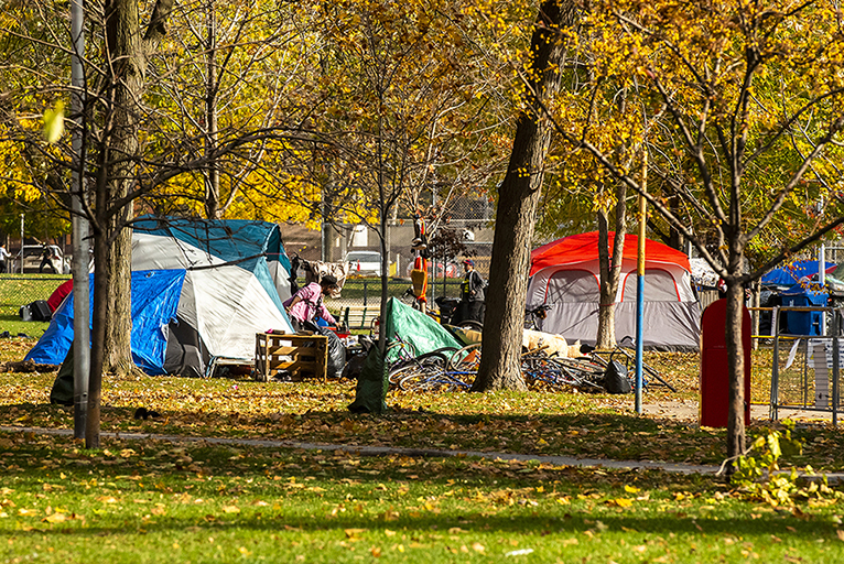 Homeless camp as seen at Alexandra Park in Toronto on November 6, 2020.